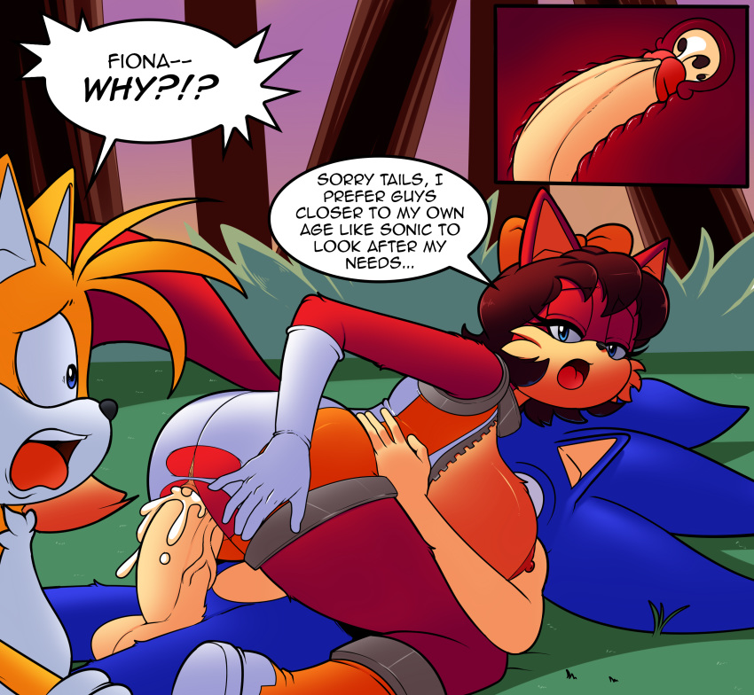 1girl anthro ass big_ass big_breasts big_penis breasts canine cheating comic cum cum_in_pussy cum_inside dreamcastzx1 fiona_fox fox furry hedgehog huge_ass huge_breasts huge_penis male mammal miles_"tails"_prower penis sega sonic_the_hedgehog