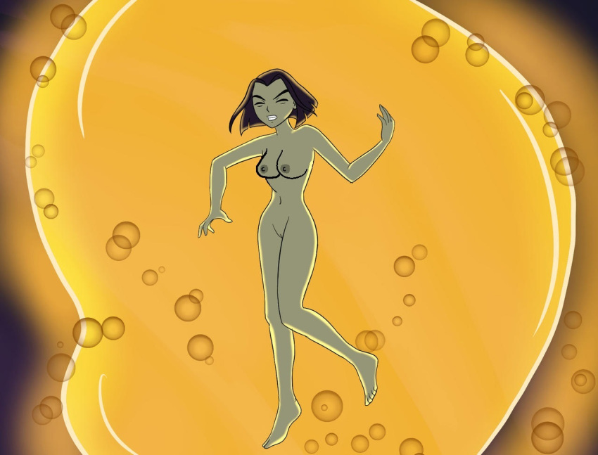 belly_button black_hair breasts bubble closed_eyes drowning feet naked_female nude pussy raven_(dc) teen_titans vaginal
