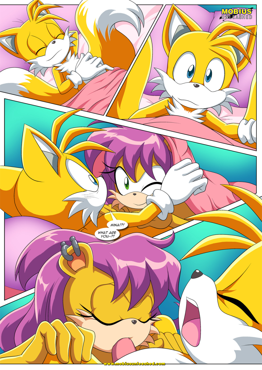 1girl 2017 a_prowerful_concert archie_comics bbmbbf comic miles_"tails"_prower mina_mongoose mobius_unleashed palcomix sega sonic_(series) sonic_the_hedgehog_(series)
