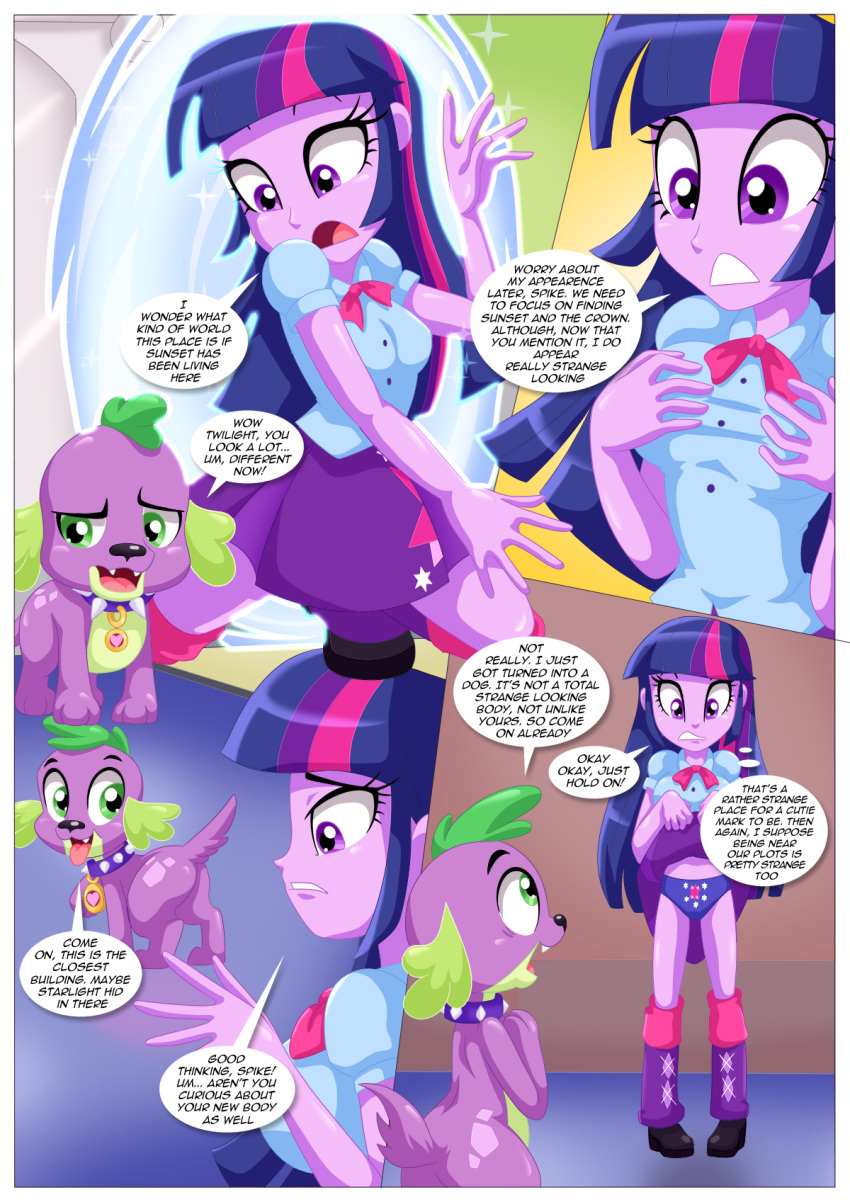 2017 bbmbbf clothed comic equestria_girls equestria_untamed human humanized my_little_pony palcomix panties sexquestria_girls skirt skirt_lift spike spike_(mlp) text twilight_sparkle twilight_sparkle_(mlp)