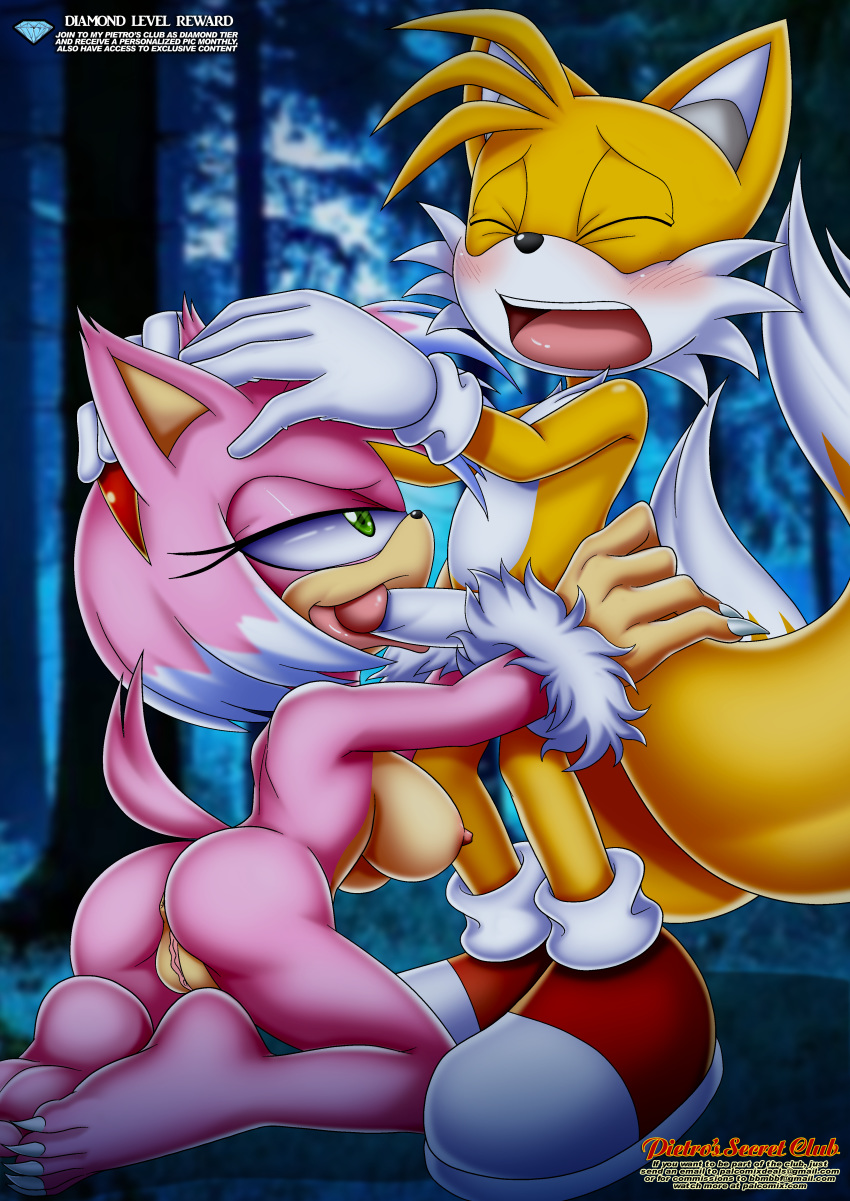 amy_rose amy_the_werehog anus ass barefoot bbmbbf big_breasts blush breasts erect_nipples fellatio miles_"tails"_prower mobius_unleashed oral palcomix pietro's_secret_club pussy sega soles sonic_(series) sonic_the_hedgehog_(series) toes