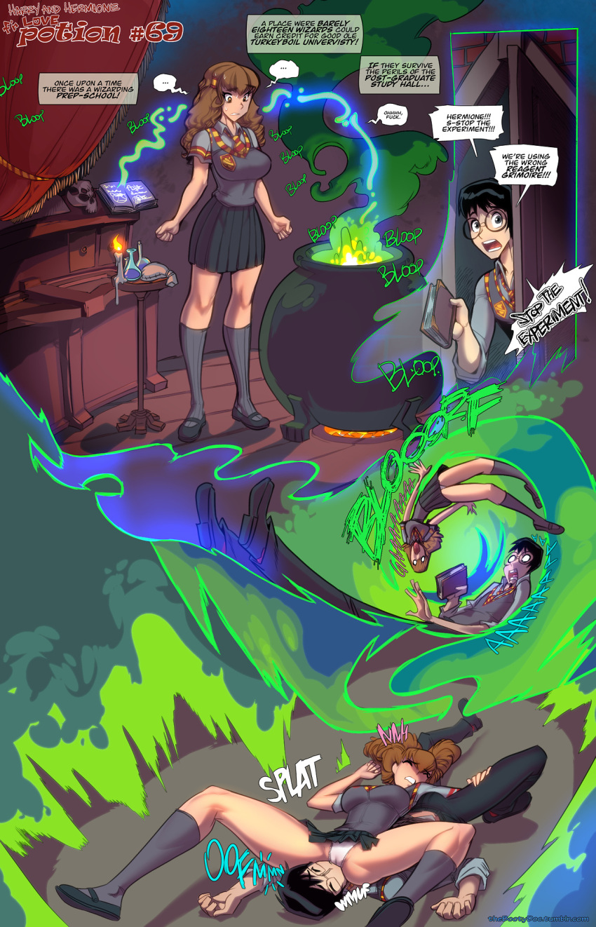 comic cover_page fred_perry harry_james_potter harry_potter hermione_granger love_potion_69 panties tagme