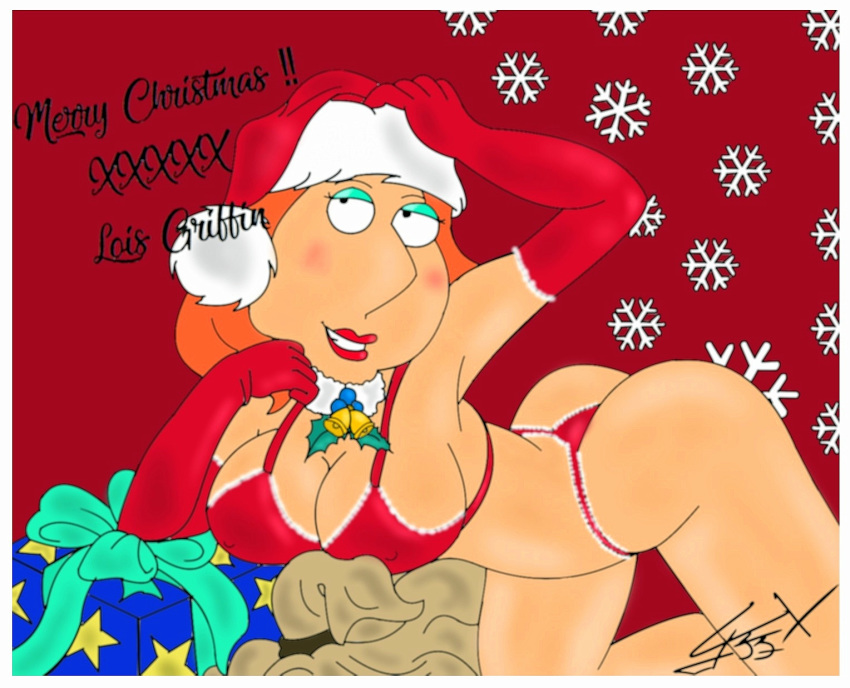 ass family_guy huge_breasts lois_griffin santa_costume thighs thong