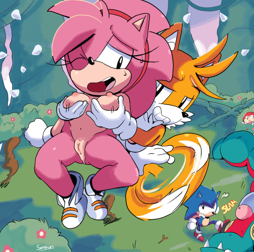 amy_rose anthro big_breasts breasts canine cuckold echidna flying fox furry hedgehog knuckles_the_echidna mammal miles_"tails"_prower monotreme pussy rosy_the_rascal sega senshion sonic_the_hedgehog
