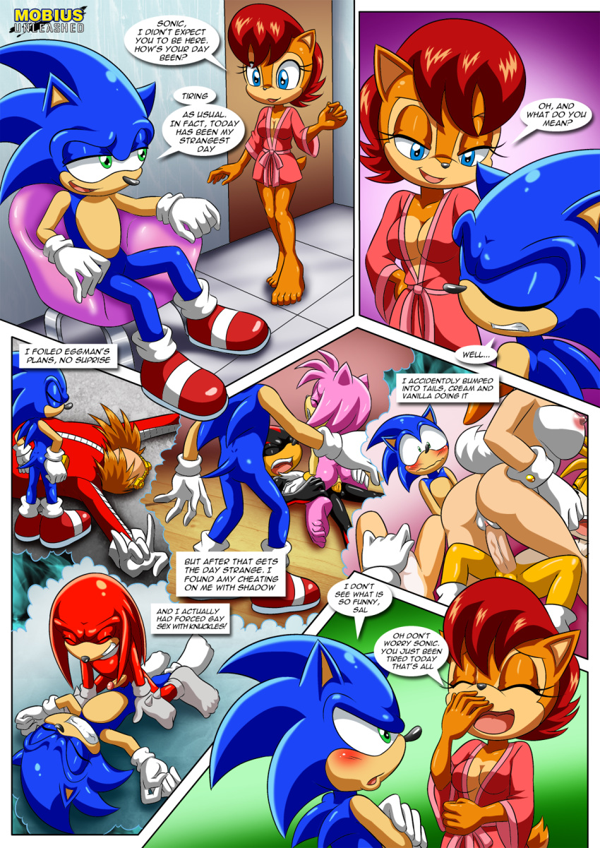 4girls amy_rose archie_comics bbmbbf comic cream_the_rabbit dr_eggman knuckles_the_echidna miles_"tails"_prower mobius_unleashed palcomix relaxation_after_a_tiring_day sally_acorn sega shadow_the_hedgehog sonic_(series) sonic_the_hedgehog sonic_the_hedgehog_(series) vanilla_the_rabbit