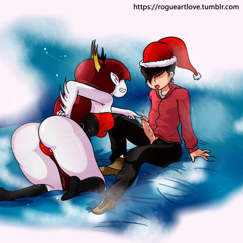 artist_name ass christmas christmas_hat heart hekapoo marco_diaz motion_lines open_fly penis_out poking santa_hat star_vs_the_forces_of_evil web_address