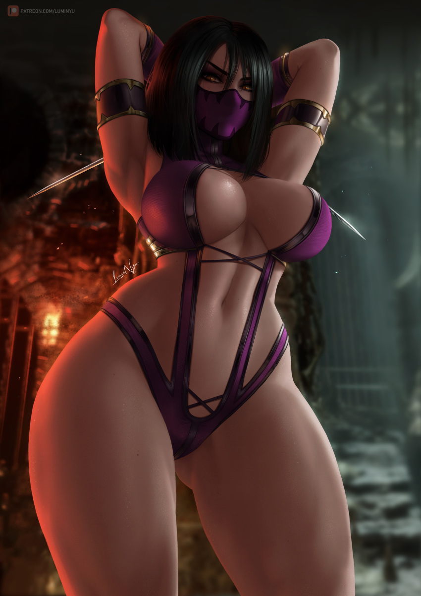 1girl 1girl 1girl black_hair clones female_focus female_only high_res high_resolution luminyu mileena mortal_kombat patreon patreon_paid patreon_reward solo_female solo_focus video_game_character video_game_franchise