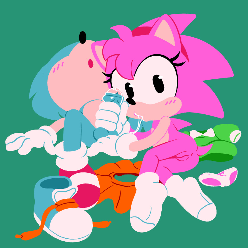 1girl absurd_res amy_rose amy_rose_(classic) anus black_nose clothing cum_in_mouth cum_inside cum_trail cute eyelashes gaturo gloves hedgehog male male/female nude open_mouth panties penis puffy_sleeves pussy rosy_the_rascal saliva_string sega shoes skirt socks sonic_the_hedgehog t-shirt testicles underwear video_games