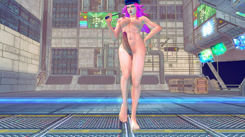 3d big_breasts breasts dickgirl erection feet final_fight futanari game mod nipples nude penis poison street_fighter