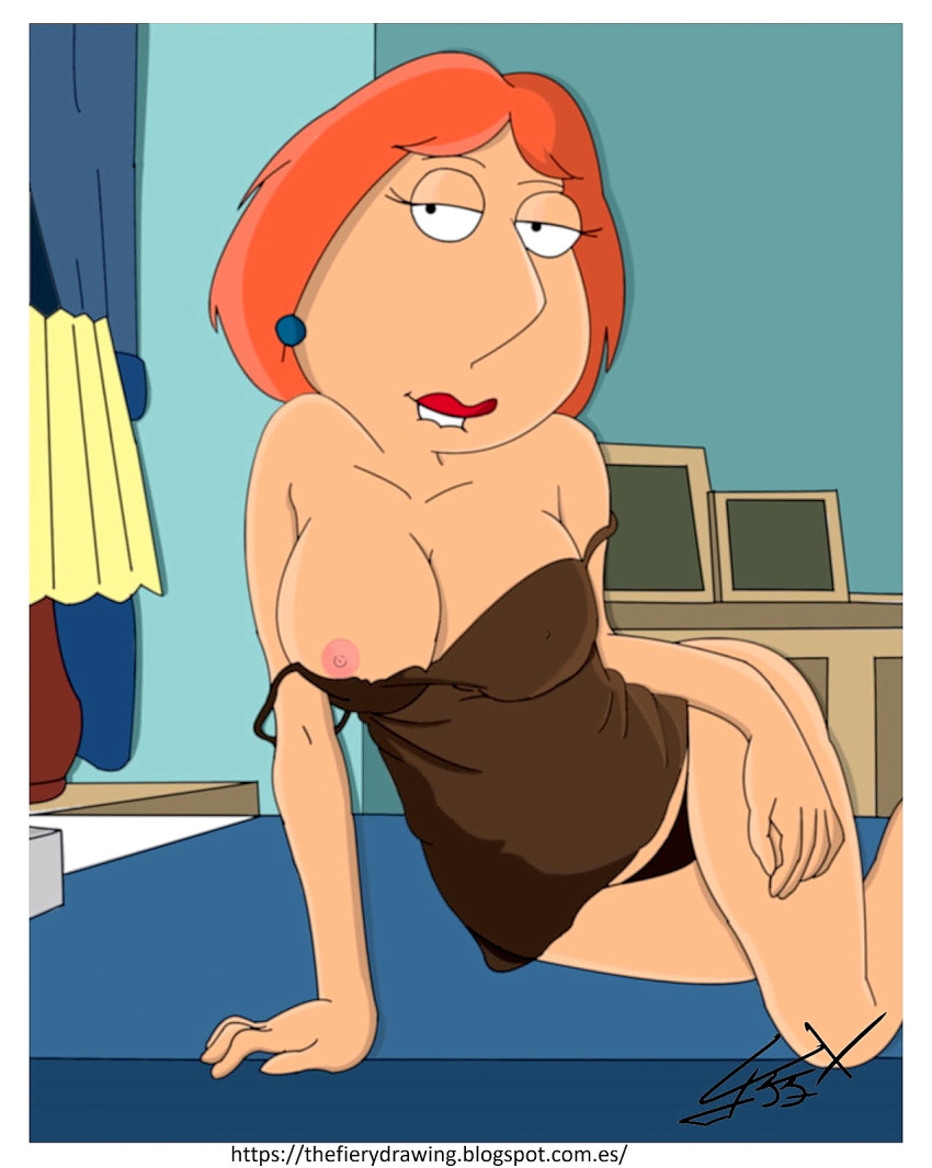 big_breasts biting_lip erect_nipples family_guy lois_griffin one_breast_out panties