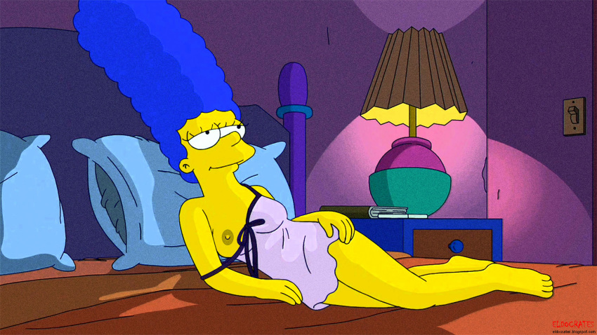 marge_simpson nightgown nipples one_breast_out smile the_simpsons thighs