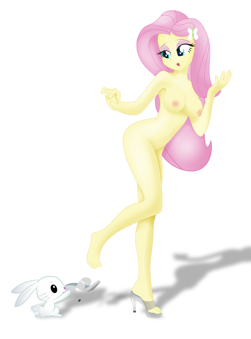 angel_(mlp) breasts equestria_girls female female_human fluttershy fluttershy_(mlp) friendship_is_magic high_heels human long_hair my_little_pony naked_heels nude standing transparent_background