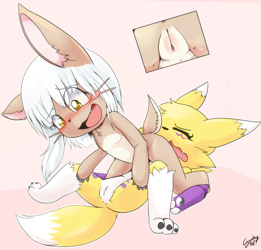 1girl adult clit digimon made_in_abyss nanachi narehate pussy renamon