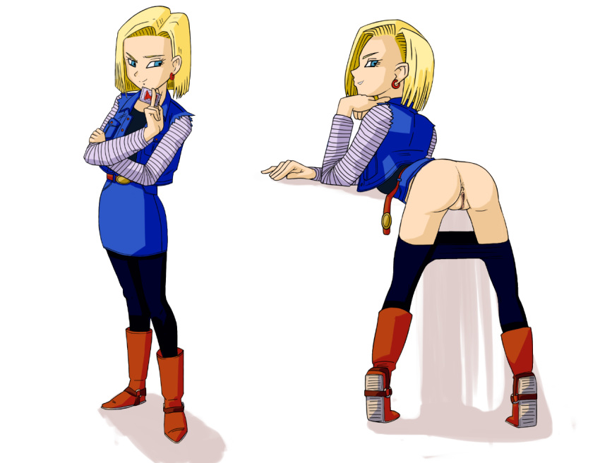 android_18 ass bending_over dragon_ball_super dragon_ball_z looking_back parasiteguy pussy