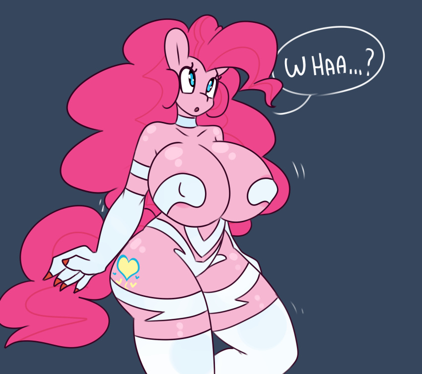 1girl 1girl 2015 anthro anthrofied areola big_breasts breasts capcom cleavage clothed clothing cosplay crossover darkstalkers digital_media_(artwork) earth_pony equine felicia_(darkstalkers) friendship_is_magic furry horse huge_breasts hugtastic_pinkie_pie mammal my_little_pony pinkie_pie_(mlp) pony skimpy somescrub video_games