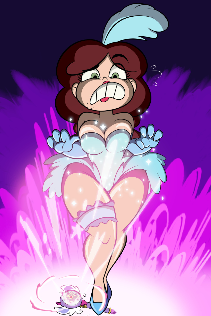 angie_diaz big_breasts breasts cleavage eyelashes female female_only grimphantom high_heels lipstick looking_down mature_female milf mom mommy mother sexy sexy_body shoes showgirl solo star_vs_the_forces_of_evil surprised teeth thick thick_thighs thigh_highs thighs transformation wand wide_hips