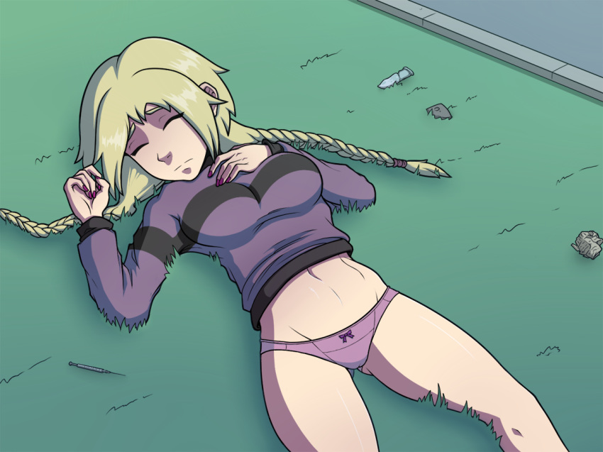 closed_eyes elyon_brown female lying outdoor outside panties partially_clothed w.i.t.c.h.