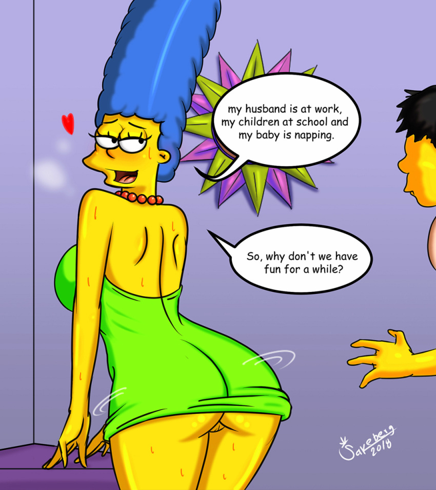 ass dress marge_simpson shaved_pussy the_simpsons thighs