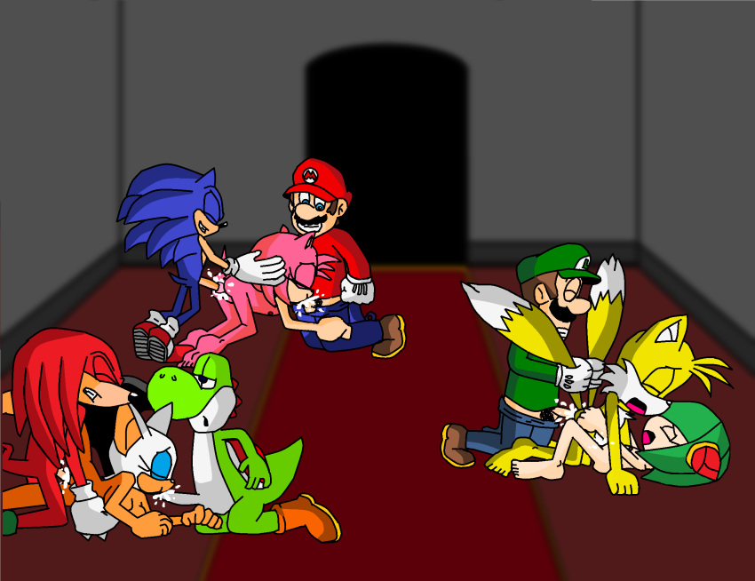 3girls 6boys amy_rose anal ass barefoot bat blue_eyes breasts canine cosmo_the_seedrian dinosaur double_penetration echidna feet fox fun furry group group_sex hedgehog human interspecies knuckles_the_echidna luigi male male/female mammal mario miles_"tails"_prower mobian_(species) monotreme multiple_boys multiple_girls multiple_humans nintendo nipples nude oral orgy oruma_(artist) penetration penis plumber pussy rape rivals rouge_the_bat seedrian sega sex sonic_(series) sonic_the_hedgehog straight super_mario_bros. tails trio video_games yoshi