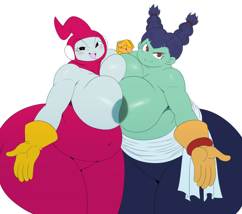 2girls ass breasts brianne_de_chateau chubby dragon_ball_super female huge_ass huge_breasts monna nipples ribrianne sssonic2 thicc