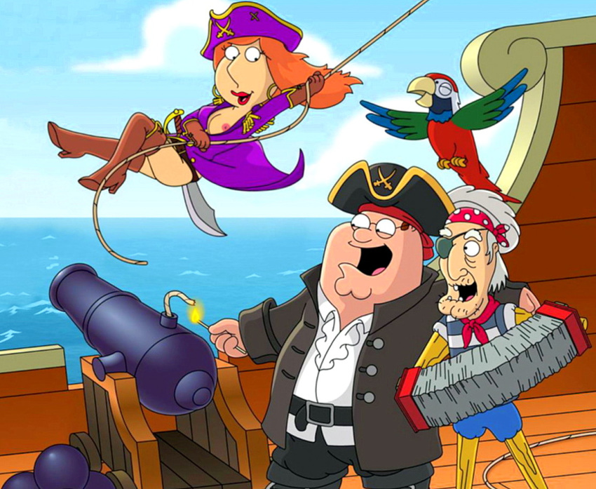 boots breasts family_guy lois_griffin nipples peter_griffin pirate thighs