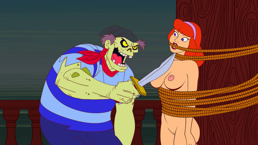 ass bondage breasts daphne_blake nipples rope scooby-doo shaved_pussy