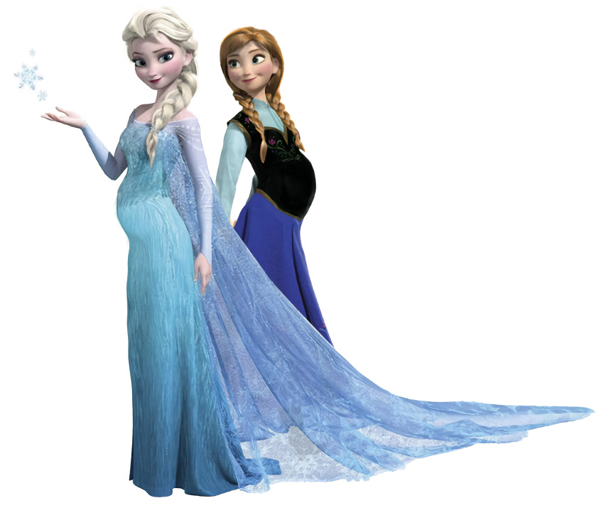 2_girls anna_(frozen) blonde_hair blue_dress blue_eyes brown_hair disney elsa_(frozen) female_only frozen_(movie) frozen_ii_(disney) incest looking_at_another photoshop pregnant pregnant_belly pregnant_female sexy sexy_body single_braid sisters smile take_your_pick twin_tails yuri