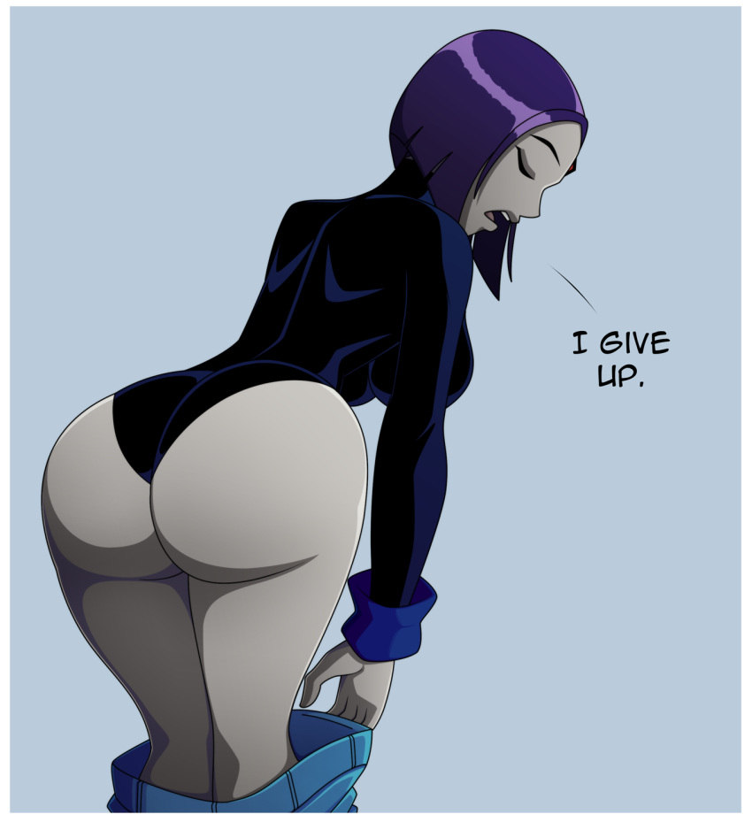 ass ass_focus bare_ass big_breasts breasts dat_ass dc_comics forehead_jewel grey_skin high_resolution jeans large_ass leotard purple_hair raven_(dc) ravenravenraven teen_titans thick_thighs thighs tight_clothes