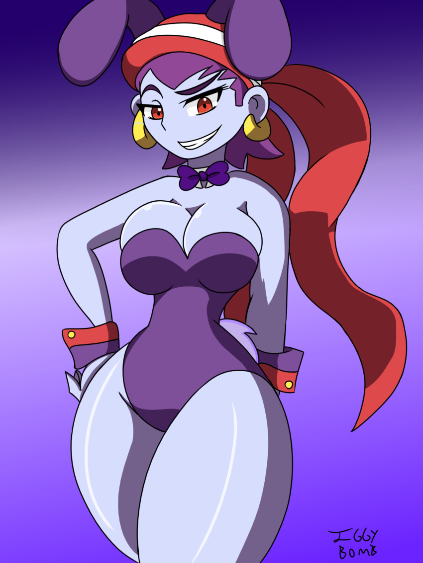 big_breasts breasts bunny_ears bunny_girl bunny_tail bunnysuit cleavage easter female iggy-bomb risky_boots shantae smile solo