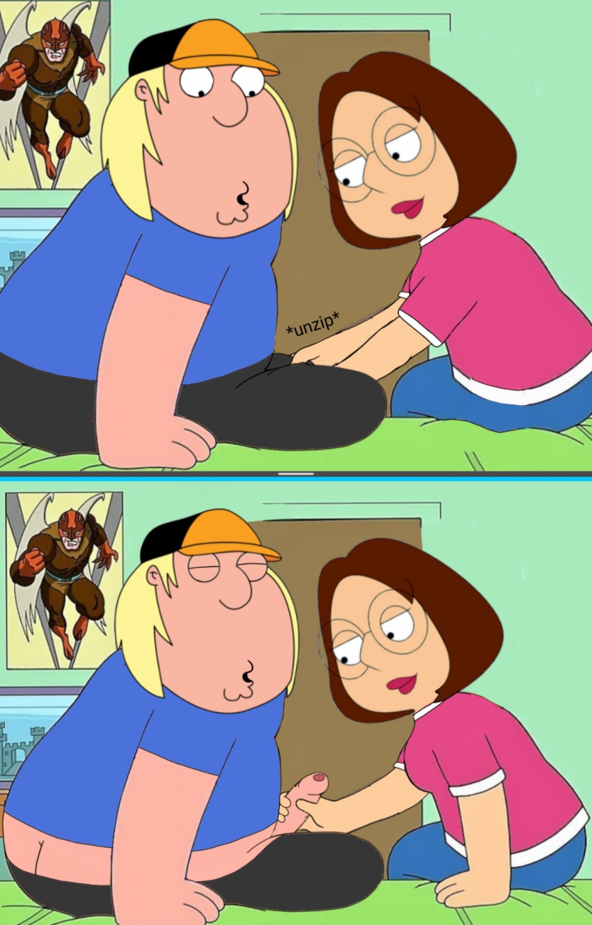 ass_cleavage brother_and_sister chris_griffin clothed_female_clothed_male edit family_guy handjob incest meg_griffin unzipped_pants
