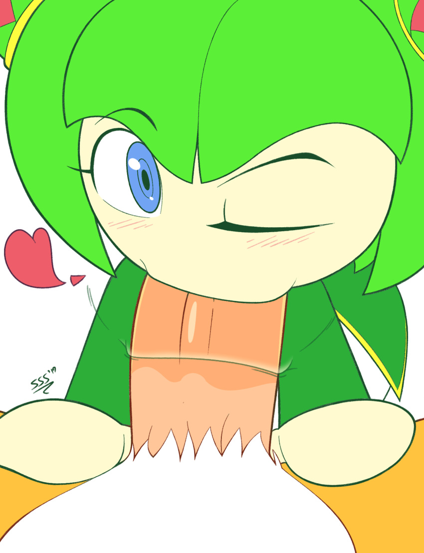 1girl cosmo_the_seedrian fellatio heart miles_"tails"_prower one_eye_closed oral penis pov pov_eye_contact sonic_x supersegasonicss