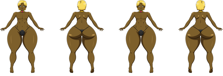 ale-mangekyo ale-mangekyo_(artist) ass big_ass blue_eyes brown_skin bulge commission lindsay_d._damien lindsey_d._damien male original original_character shortstack thong topless trap twins yellow_hair