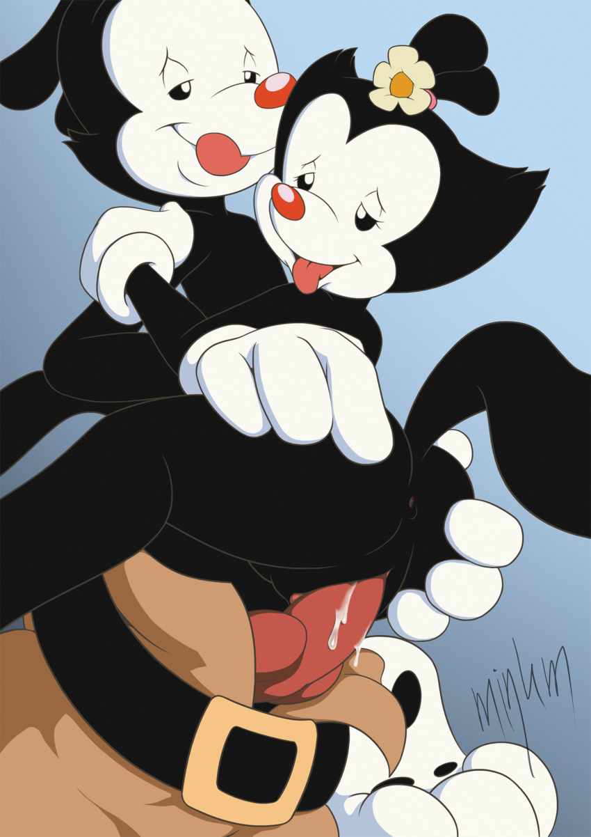 1girl animal_ears animal_genitalia animal_penis animaniacs anthro anthro_on_anthro anthrofied anus ass brother brother_and_sister canine_penis clothing cum cum_in_pussy cum_inside dot_warner duo female flower half-closed_eyes hand_on_butt high_res incest inkblot knot looking_pleasured male male/female male_penetrating mammal minum nude pants penetration penis plant pussy red_nose sex sibling signature sister tongue tongue_out vagina vaginal vaginal_penetration warner_brothers yakko_warner