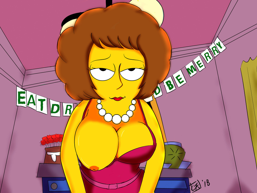 looking_at_viewer maude_flanders nipple one_breast_out the_simpsons