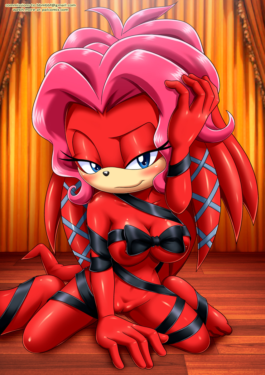 barefoot bbmbbf big_breasts blush erect_nipples gift lien-da looking_at_viewer mobius_unleashed palcomix pietro's_secret_club ribbon sega sonic_(series) sonic_the_hedgehog_(series) toes