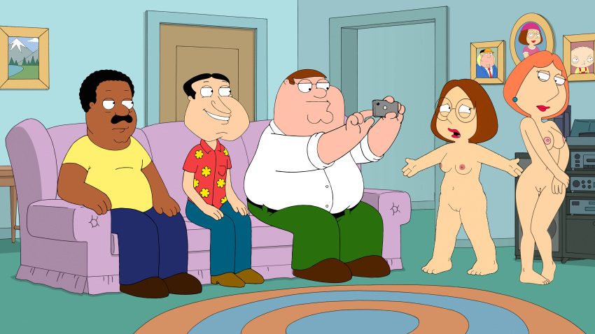 breasts family_guy glasses iphone lois_griffin meg_griffin mother_and_daughter nipples nude shaved_pussy thighs