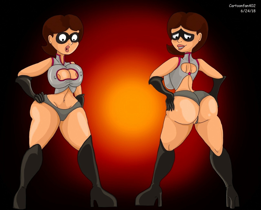 ass big_breasts boots gloves helen_parr mask nipples the_incredibles thighs