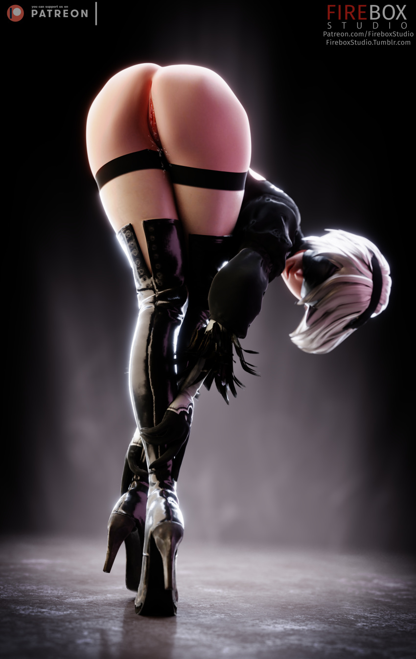 2018 android anus ass bent_over big_ass big_booty big_butt blindfold blonde blonde_hair boots bottomless butt clothed clothing dat_ass female female_only fireboxstudio flexible footwear gloves hairband heels high_heels humanoid knee_boots leather leather_boots legs mask nier nier:_automata robot sex sexy_ass shoes short_hair square_enix thick_ass thick_thighs vagina video_games wide_hips yorha_no._2_type_b