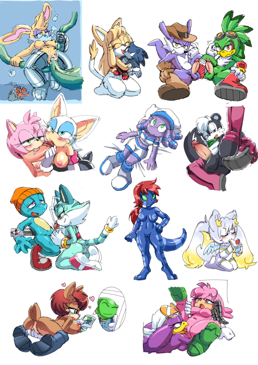 1girl amy_rose anal anthro anus balls breasts bunnie_rabbot collage color coolblue cum cum_in_pussy dildo fang_the_sniper furry geoffrey_st_john jet_the_hawk julie-su male mammal masturbation nack_the_weasel oral penetration penis pussy pussylicking rabbit rouge_the_bat sega skunk stockings tentacle tide_the_tiger underwater vaginal_penetration wave_the_swallow yuri