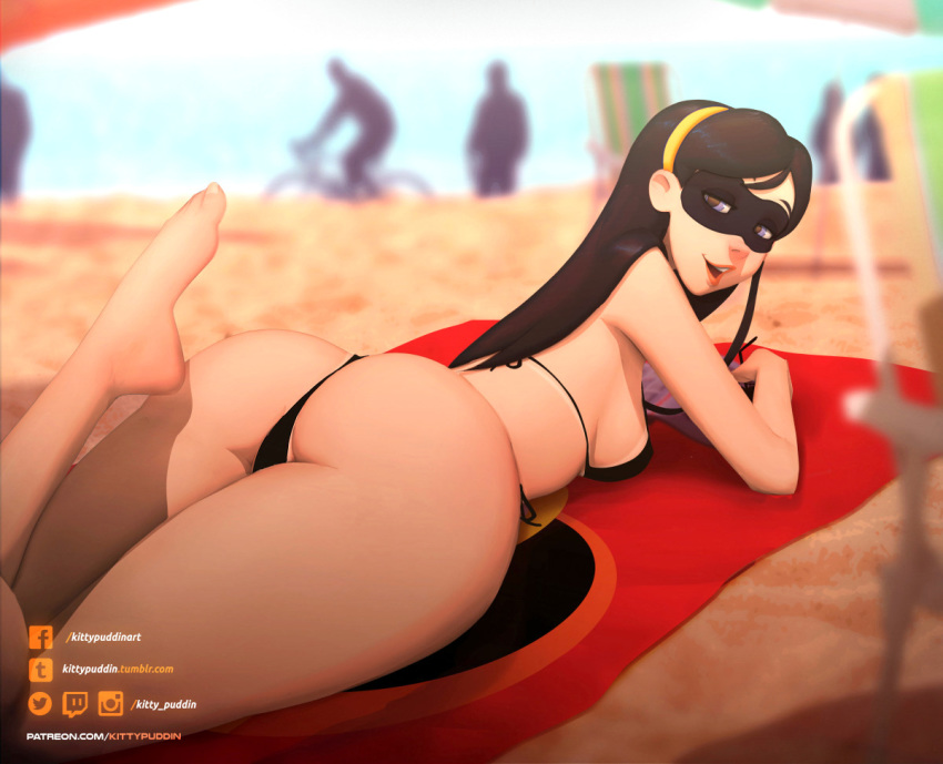 ass mask sideboob the_incredibles thighs thong violet_parr
