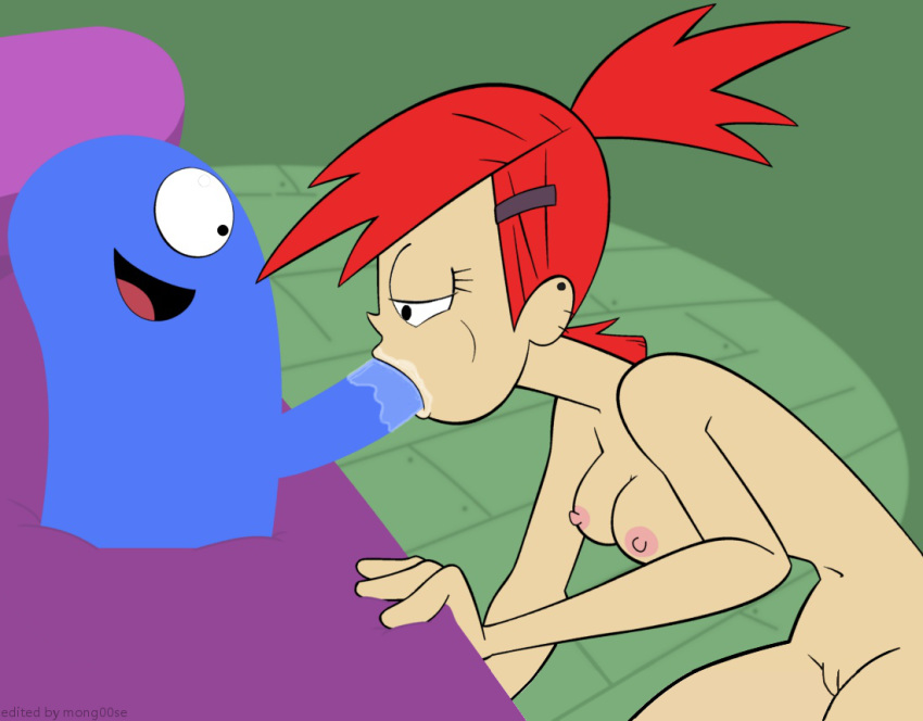 1boy 1girl bloo blooregard breasts chunk_(artist) fellatio female foster's_home_for_imaginary_friends frankie_foster nipples nude oral penis pussy