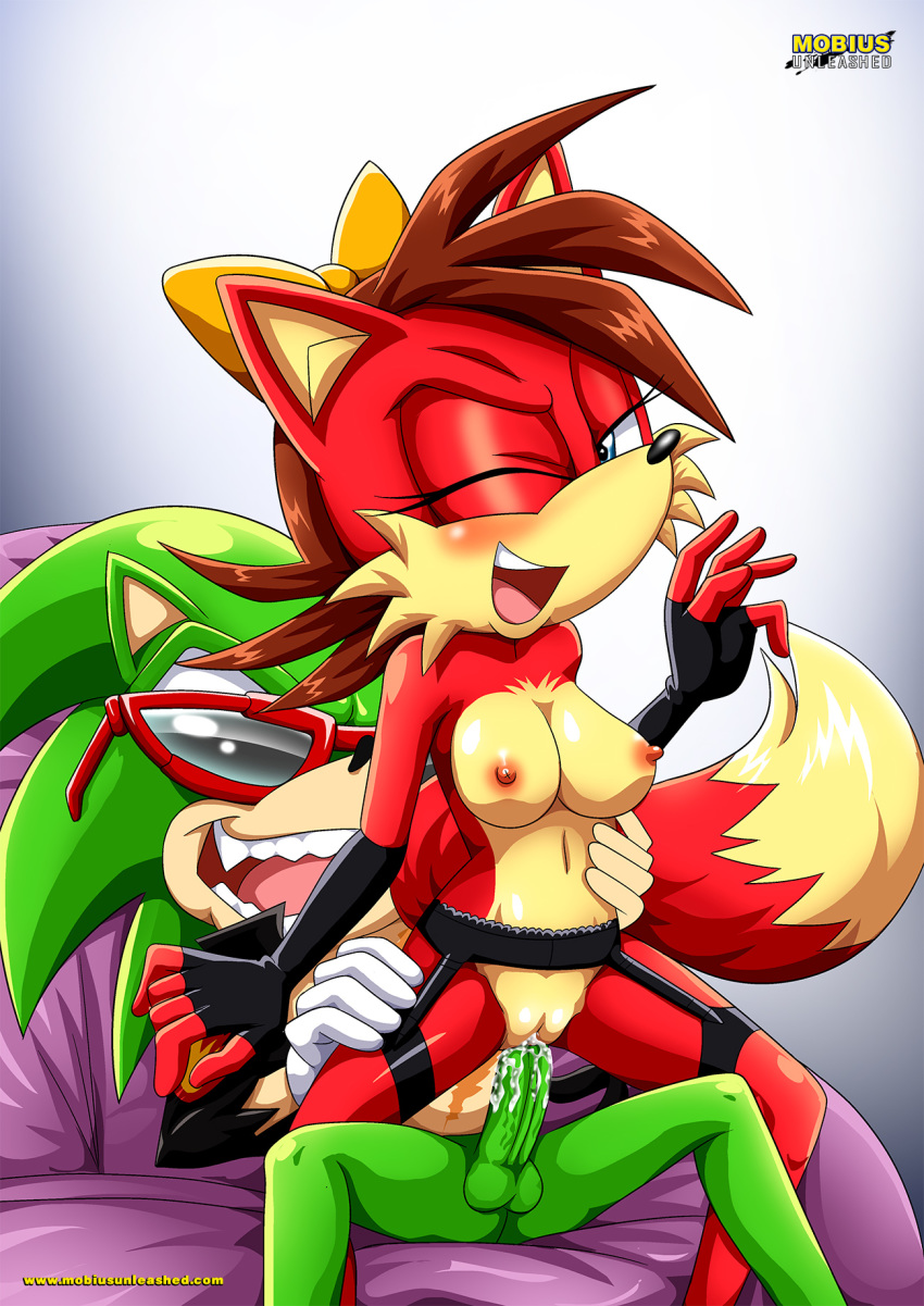 archie_comics bbmbbf blush breast erect_nipples fiona_fox mobius_unleashed palcomix penis reverse_cowgirl_position scourge_the_hedgehog sega smile sonic_(series) sonic_the_hedgehog_(series)