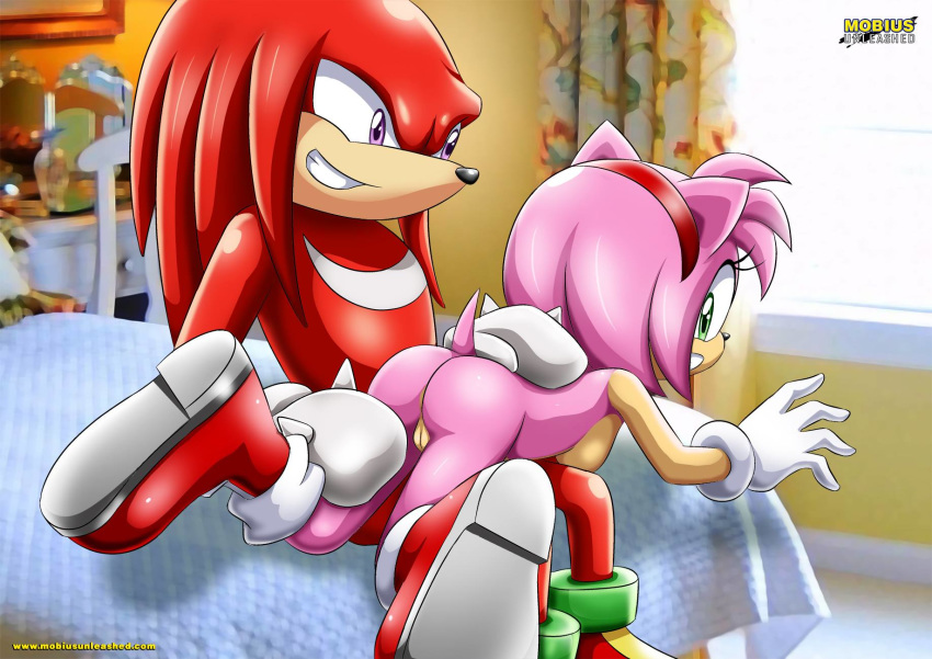 amy_rose ass bbmbbf hetero knuckles_the_echidna mobius_unleashed palcomix pussy sega sideboob sonic_(series) sonic_the_hedgehog_(series) spanking