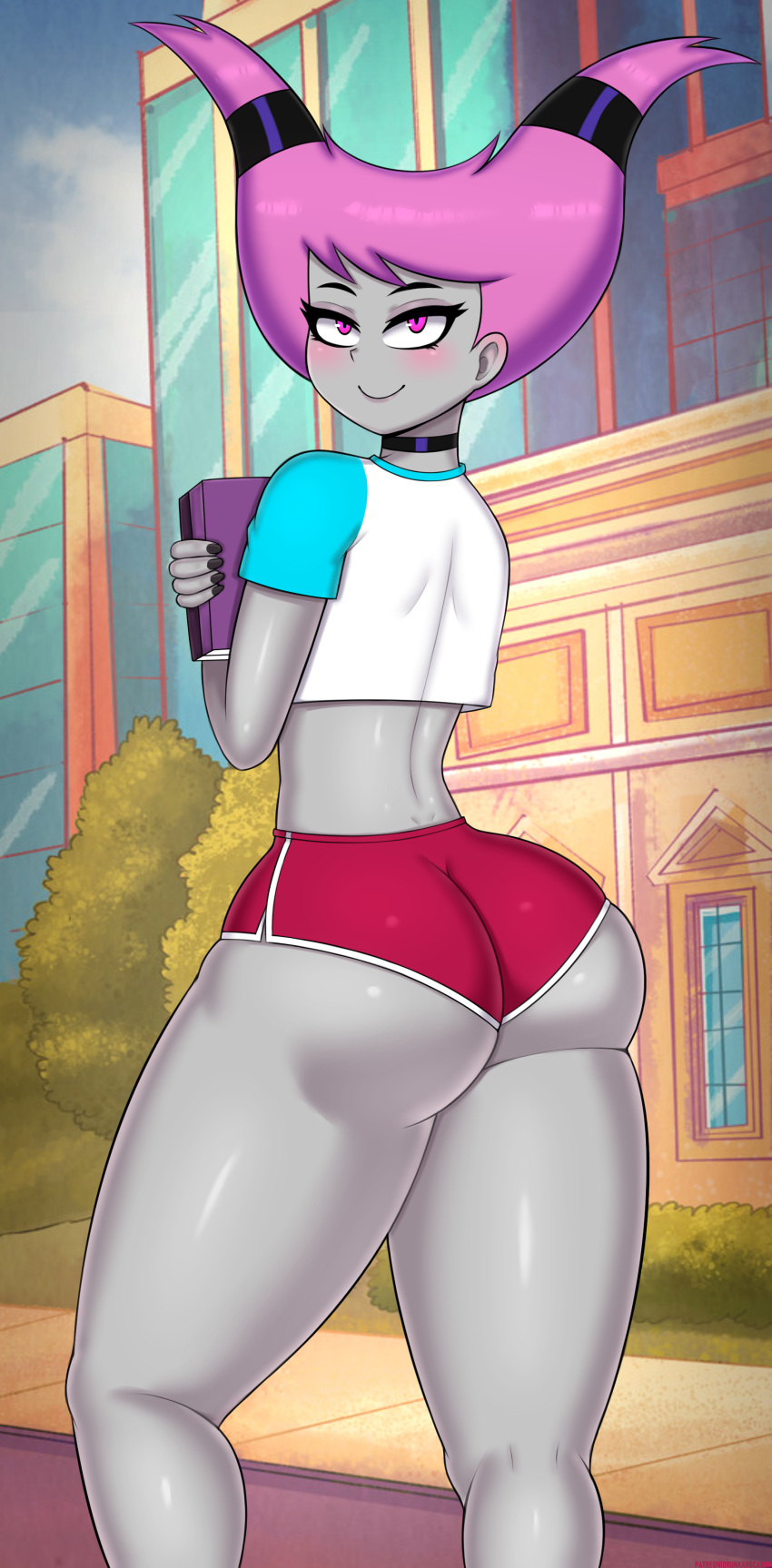 1girl ass dat_ass dc_comics drunkavocado female jinx jinx_(teen_titans) older older_female smile smiling solo tagme teen_titans young_adult young_adult_female young_adult_woman