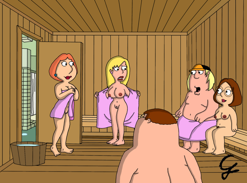breasts chris_griffin connie_d'amico family_guy lois_griffin meg_griffin nude pussy towel