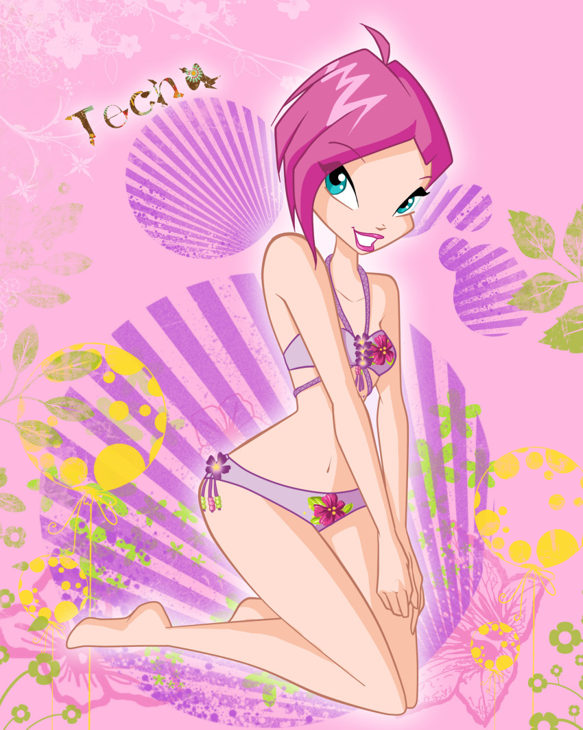 1girl female kneel looking_at_viewer swimsuit tecna winx_club