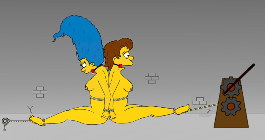 ball_gag bondage breasts marge_simpson nipples nude rope the_simpsons thighs