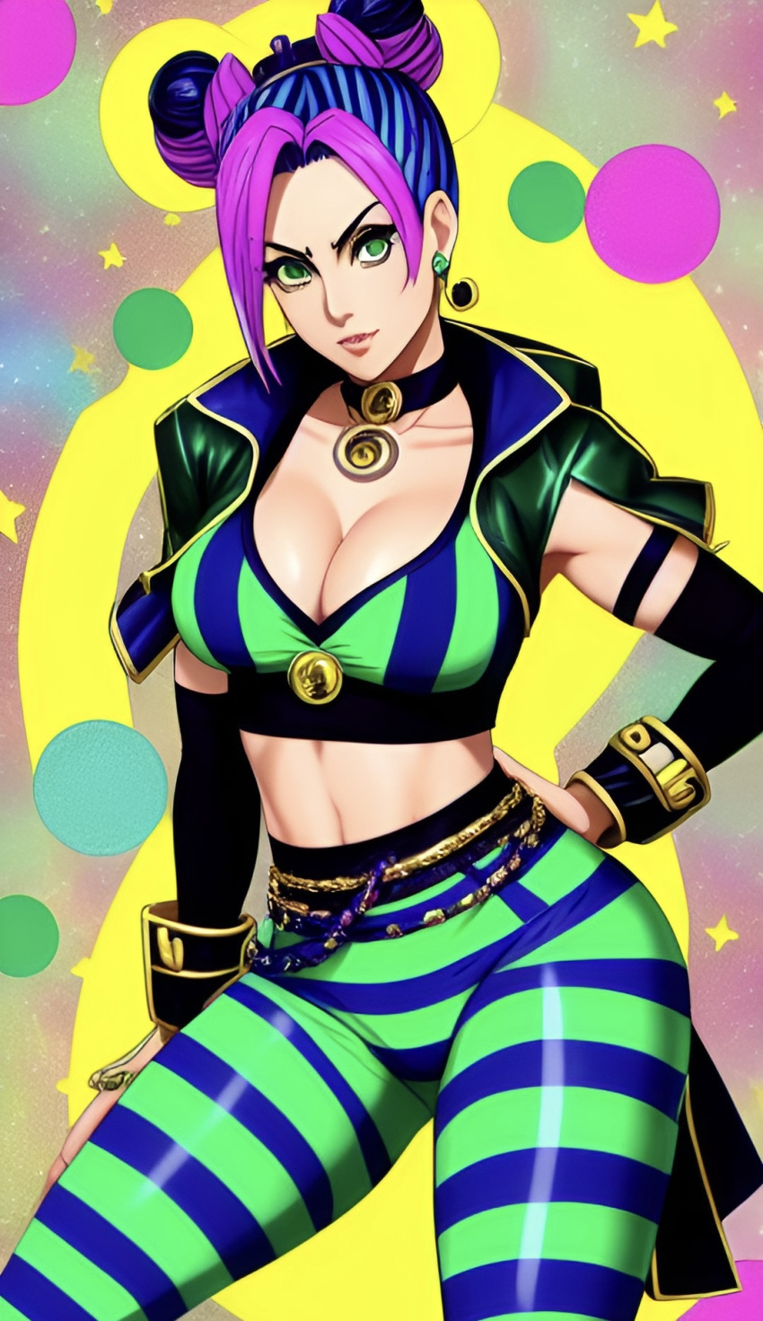 1girl ai_generated female_only jojo's_bizarre_adventure jolyne_kujo looking_at_viewer spicier_drip thick thick_ass thick_legs thick_thighs