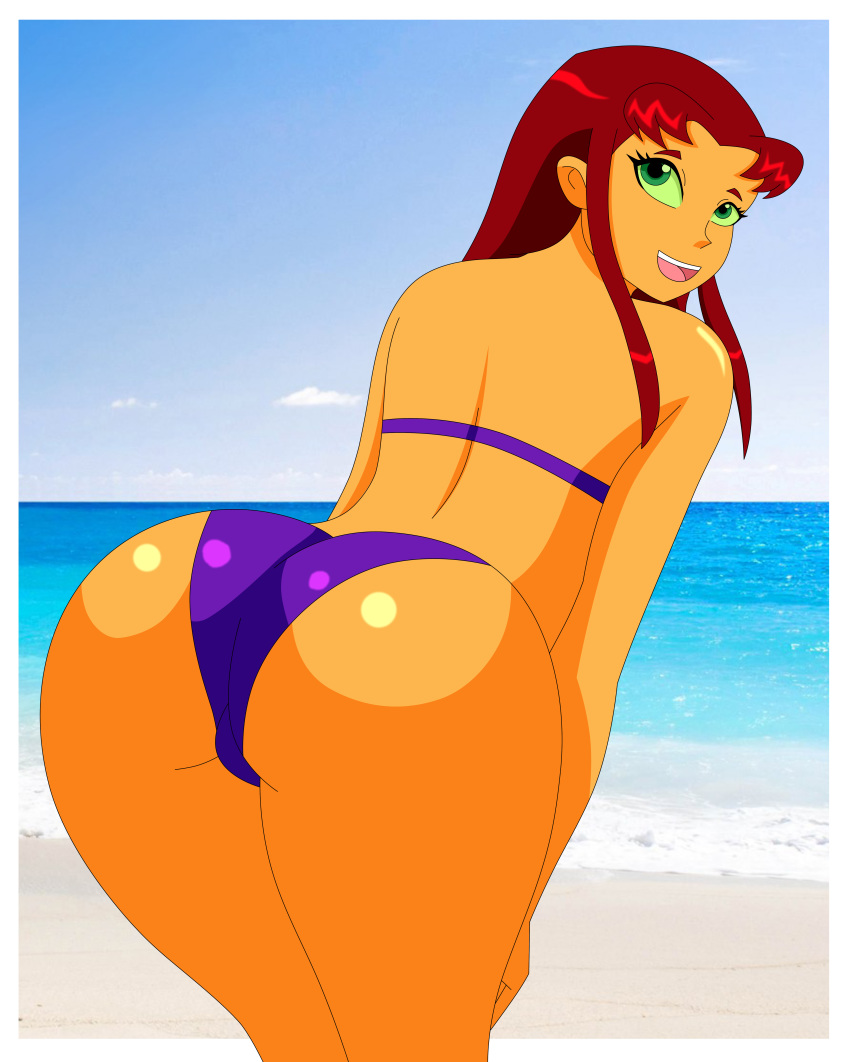 1girl ass beach bikini dc dc_comics female female_only solo starfire teen_titans