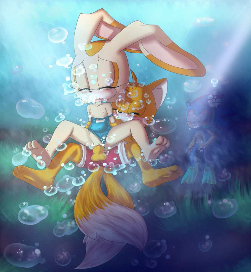 1girl 3_toes anthro anthro_on_anthro asphyxiation balls barefoot black_nose blue_body blue_fur blush bubble clenched_teeth closed_eyes clothed clothed_sex clothing clothing_aside cream_the_rabbit digital_media_(artwork) drowning duo_focus erection eyelashes feet fluffy fluffy_tail fur genitals group high_res humanoid_genitalia humanoid_penis long_ears male male/female male_penetrating masturbation miles_"tails"_prower multi_tail multicolored_body multicolored_fur nipples open_mouth orange_balls orange_body orange_fur orange_penis penetration penile penile_masturbation penis pussy sega sex slim sonic_(series) sonic_the_hedgehog sonic_the_hedgehog_(series) spread_legs spreading swimwear tan_body tan_fur teeth tenshigarden toes underwater underwater_sex vaginal vaginal_penetration video_games voyeur water white_body white_fur yellow_balls yellow_penis young